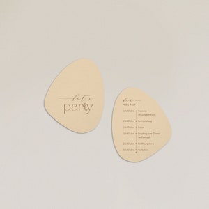 Faire-part de mariage Shape of Love ensemble de cartes d'invitation modernes, demi-rond avec carte détaillée et carte de processus, beige, marron, forme de galet image 5