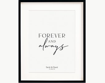 Personalized poster “forever and always” – gift for your loved one on an anniversary, Valentine’s Day, wedding anniversary for newlyweds