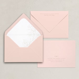 Modern Glam Wedding Invitation Modern invitation card set with transparent cover and floral line art, beige, blush, classic image 6