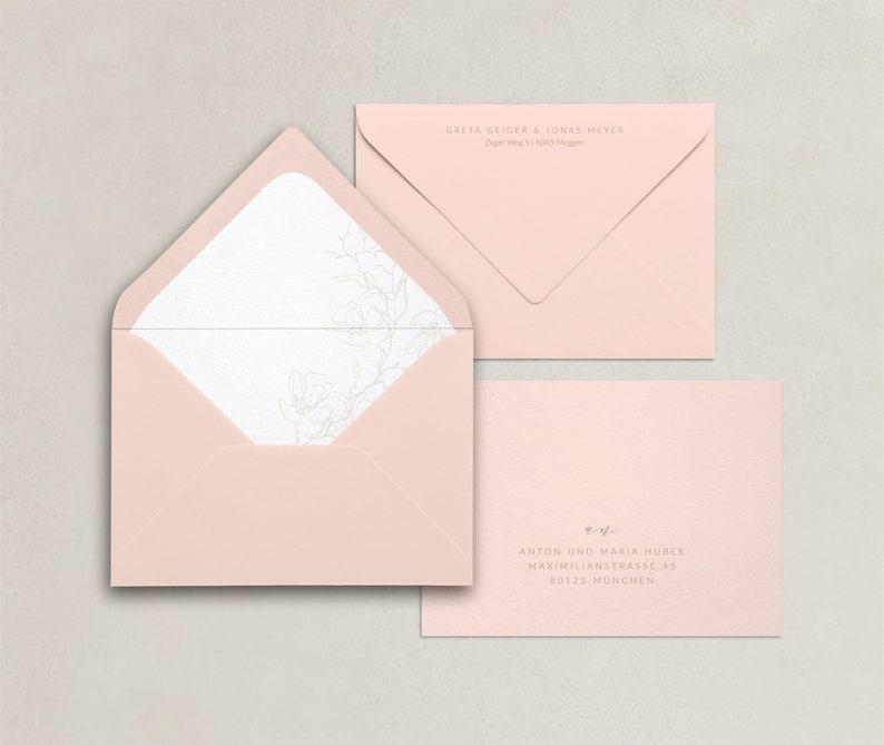 Modern Glam Wedding Invitation Modern invitation card set with transparent cover and floral line art, beige, blush, classic image 6