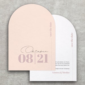 Save the Date card Light Blush modern wedding invitation, simple, elegant, in delicate colors, blush, apricot, peach, mauve, rose image 4
