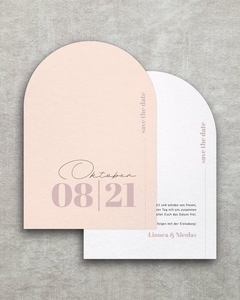 Save the Date card Light Blush modern wedding invitation, simple, elegant, in delicate colors, blush, apricot, peach, mauve, rose image 4