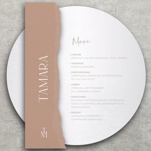 Wedding menu card and name card, place card Modern Nature, modern, beige, rustic, industrial, white, brown image 6