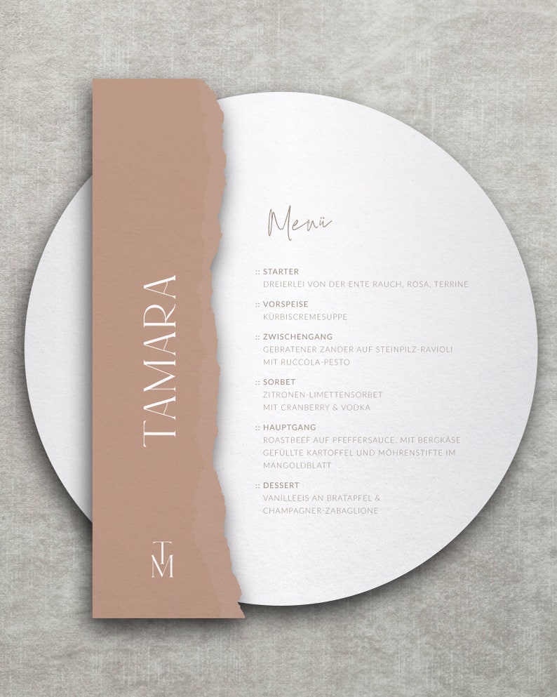 Wedding menu card and name card, place card Modern Nature, modern, beige, rustic, industrial, white, brown image 6