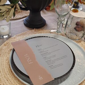 Hochzeit Menükarte und Namenskarte, Tischkarte – Modern Nature, modern, beige, rustikal, industrial, weiß, braun
