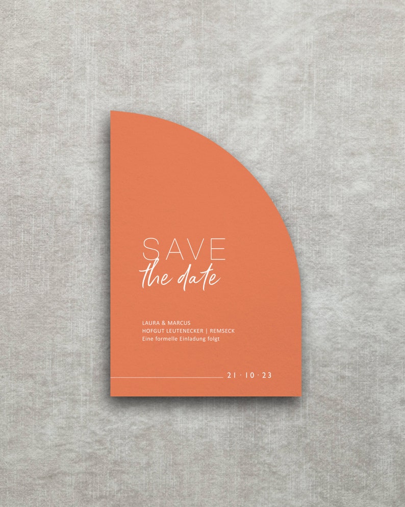 Save the Date card Hello Lover modern wedding invitation, cool shapes in a great mix of colors for the wedding, colorful and simple, coral image 1
