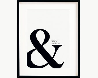 Personalized poster "ampersand sign" "&" - gift idea with typography for an anniversary, Valentine's Day, wedding anniversary, love, newlyweds