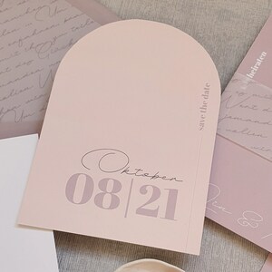 Save the Date card Light Blush modern wedding invitation, simple, elegant, in delicate colors, blush, apricot, peach, mauve, rose image 2