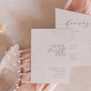 Envelope Modern Glam matching envelope for wedding invitation card set, blush, beige, white, classic, floral image 4