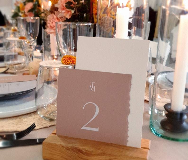 Table number Modern Nature modern & natural look for the wedding, modern, beige, rustic, white, brown, cream image 1
