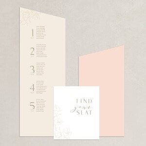 Seating plan table plan wedding modern glam elegant and classic in the colors white, beige, rose, peach, apricot, simple and slanted image 2