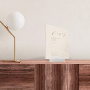 Getränkekarte Modern Glam – Barschild oder Getränkeschild für eine klassische elegante Hochzeit, florale Line-Art, beige, sand, natur