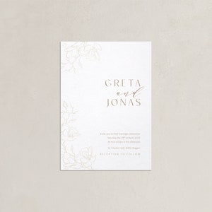 Modern Glam Wedding Invitation Modern invitation card set with transparent cover and floral line art, beige, blush, classic image 4