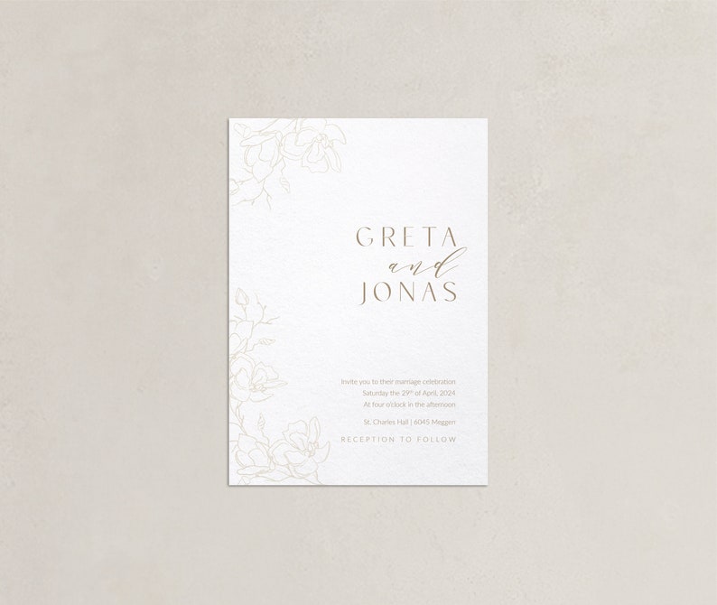 Modern Glam Wedding Invitation Modern invitation card set with transparent cover and floral line art, beige, blush, classic image 4