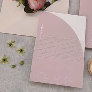 Hochzeitseinladung Light Blush – Einladungskarten-Set, luftig und modern in zarten Farben, rose, peach, apricot, mauve, schlicht, halbrund