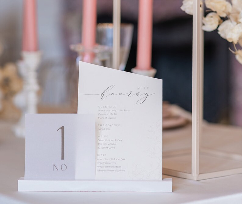 Seating plan table plan wedding modern glam elegant and classic in the colors white, beige, rose, peach, apricot, simple and slanted image 3