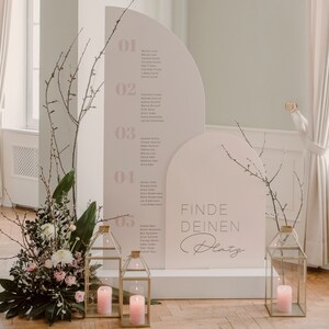 Wedding table number Light Blush airy and modern, rose, peach, apricot, mauve, simple and semicircular image 5