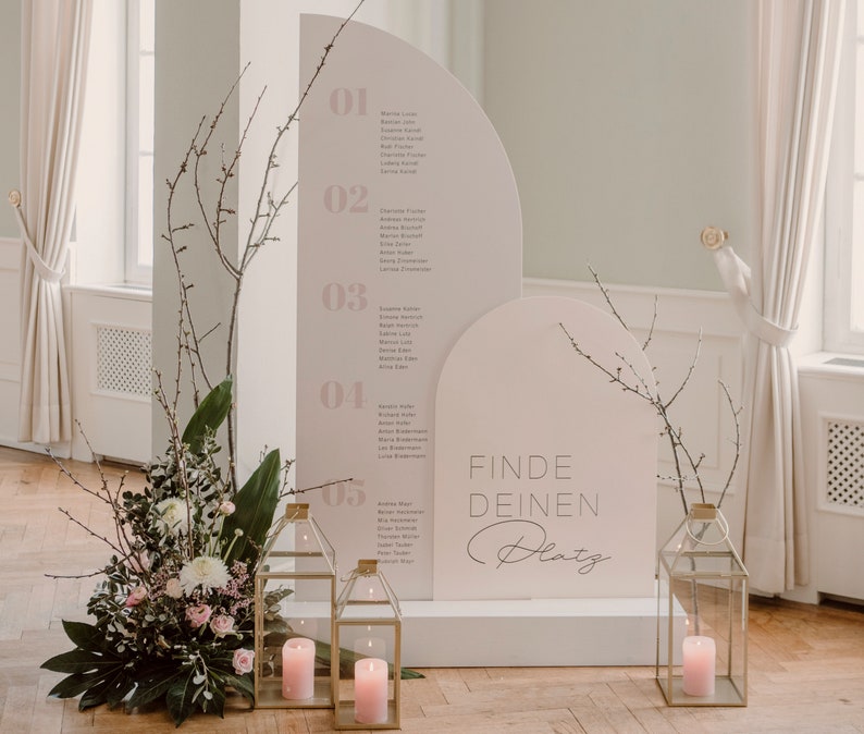 Wedding table number Light Blush airy and modern, rose, peach, apricot, mauve, simple and semicircular image 5