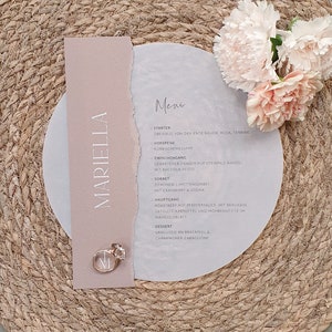 Wedding menu card and name card, place card Modern Nature, modern, beige, rustic, industrial, white, brown image 4