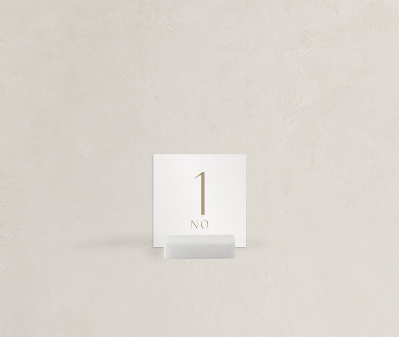 Modern Glam wedding table number classic and elegant, white, natural, beige, simple image 2