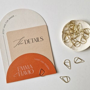 10 Stück Tropfen Clips | Büroklammern | Papierklammern – Hochzeit, Einladungskarte, Menükarte, Accessiore, gold, silber, rosegold, schwarz