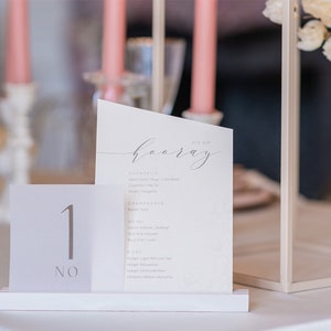 Modern Glam wedding table number classic and elegant, white, natural, beige, simple image 4