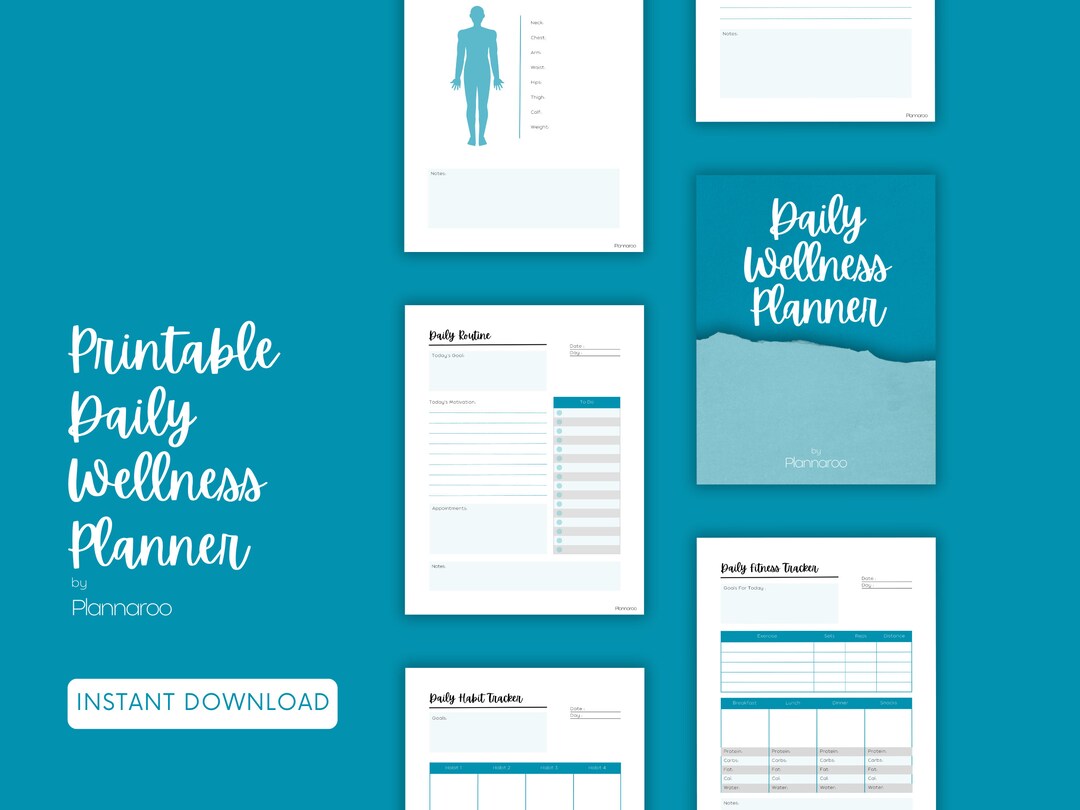 Daily Wellness Planner Printable Track Routine Fitness - Etsy