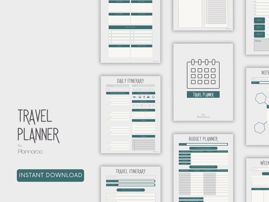 Travel Planner Printable, Trip Planner, Itineraries, Packing and Travel ...