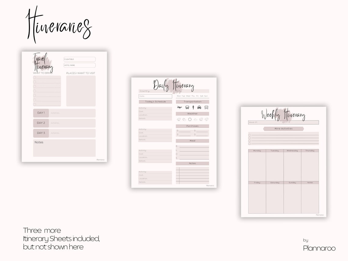 Travel Planner Printable, Trip Planner, Itineraries, Packing and Travel ...