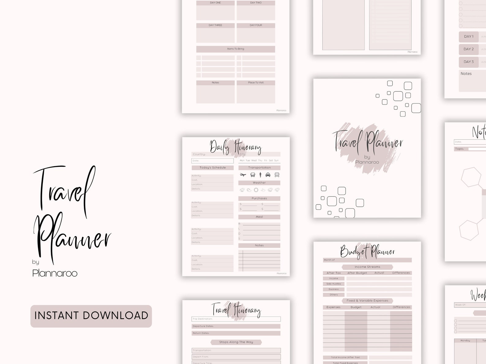 Travel Planner Printable, Trip Planner, Itineraries, Packing and Travel ...