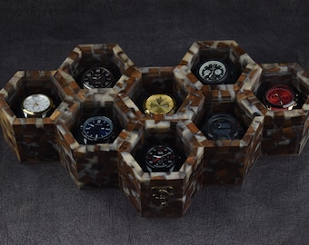 Personalized Epoxy Rosewood Resin Watch Box for Men, Best Gift for Dad, Mens Watch Display Case Anniversary Birthday Gift Jewelry Organizer