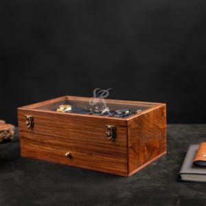 Mens Watch Box, Personalized Rosewood watch box with drawer, Custom Father's Day Gift, Superior Men's Watch Display Case Best Gift for him image 5