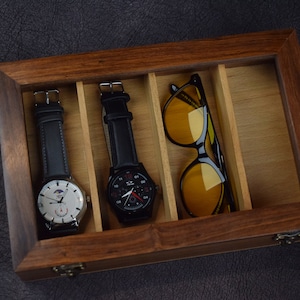 Vintage Dark Rosewood Glasses Case Handcrafted Sunglasses Box, Personalized Eyeglasses Organizer Glasses Storage, Eyewear Box Sunglasses Box