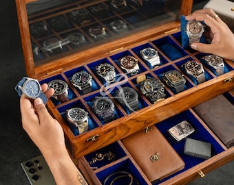 Custom Father's Day Gift, Free Personalized Rosewood watch box with drawer, Watch case for men, Superior Wooden Watch Box, Best Gift for him