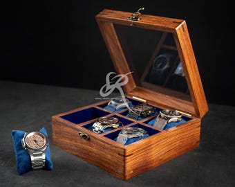 Gepersonaliseerde verjaardag horlogedoos voor mannen 6-12 slot Langdurig palissander houten horlogedoos Case Organizer voor mannen Kerst
