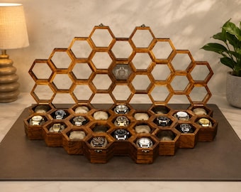 Handmade Vintage Watch Box, Rosewood Honeycomb Watch Display Case, Wooden Jewelry Organizer, Gift for Boyfriend, Mens Watch Display Case