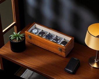 Free Custom Engraved Rosewood Watch Box | Gift for Dad | Birthday Gift for Men Men's Watch Storage Case| Fathers Day Gift | Anniversary Gift