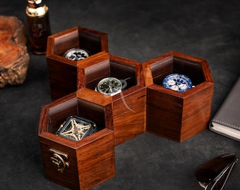 Custom Watch Box, Wood Case, Best Gift For Father, Handmade Watch Box, Long-Lasting Wooden Watch Box, Rosewood Honeycomb Watch Organizer