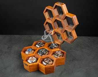 Free Personalized Luxury Watch Box for Men, Best Gift for Dad, Mens Watch Display Case 5th Year Anniversary Birthday Gift, Jewelry Organizer