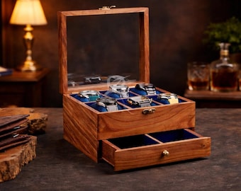 Free Personalized Rosewood watch box with drawer, Custom Father's Day Gift, Superior Men's Watch Display Case Best Gift for him Vintage Case