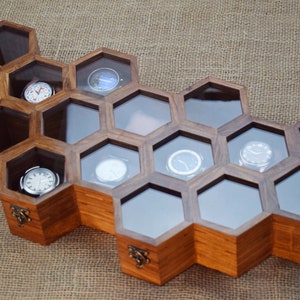 Caja de reloj vintage de madera de palisandro, caja de almacenamiento de reloj de lujo con 7 ranuras, caja de reloj de madera Exhibidor de