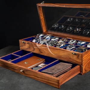 Scatola per orologi personalizzata con cassetto, cassa per orologi, scatola in palissandro marrone scuro, miglior regalo di compleanno