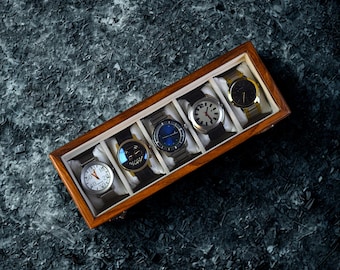 Unique Christmas Gift for Boyfriend Engraved Men’s Rosewood Watch Box Luxury Closet Organizer 5th Year Anniversary Gift for Husband