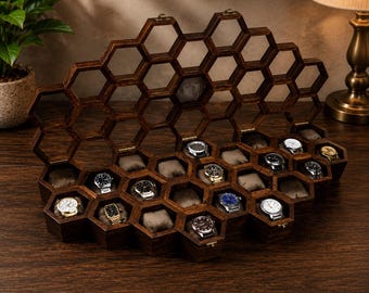 Handmade Vintage Wall Mounted Wooden Watch Box for Men & Women, Hanging Rosewood Watch Organizer, Wrist Watch Storage Case, Jewelry Holder