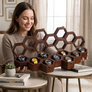 Palisander Holz Vintage Uhrenbox, Luxus Uhren Aufbewahrungsbox Holz Uhrengehäuse Uhrendisplay für Männer, bestes Geschenk für Vater