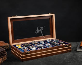 Handmade Vintage Men's Wooden Watch Box – Free Personalized Rosewood Watch Case for Men – Custom Watch Holder & Gift for Him