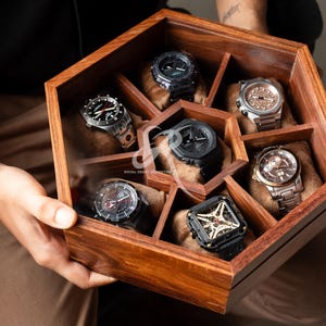 Free Personalized Luxury Watch Box for Men, Best Gift for Dad, Mens Watch Display Case 5th Year Anniversary Birthday Gift, Jewelry Organizer