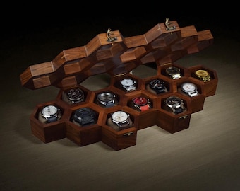 Luxury Dark Rosewood Watch Box, Wooden Watch Case, Large Watch Holder, Watch Storage , Wood Watch Organizer, Birthday gift, Wood Watch Box
