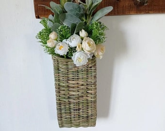 Rustic Door Basket | Green Hanging Basket | Green Door Basket | Set of Hanging Baskets | Flower Hanging Basket