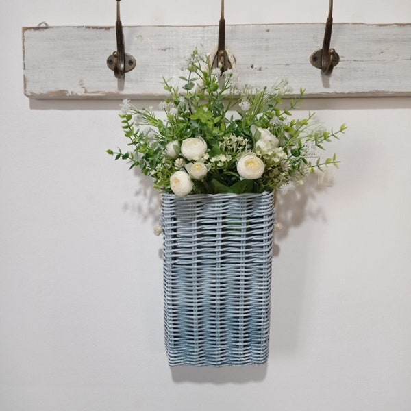 Blue door basket | Door basket | Openwork basket | Basket for flowers | Romantic door basket | Boho style